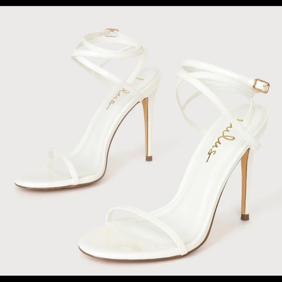 Sydd Off White Patent Ankle Wrap High Heel Sandals - Picture 3 of 7